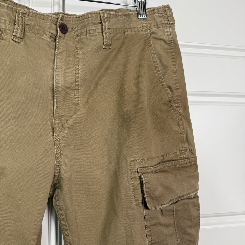 American Eagle Slim Cargo Pants 34/32 (35/27.5) Khaki Beige Y2K Distress Stretch - Picture 4 of 12
